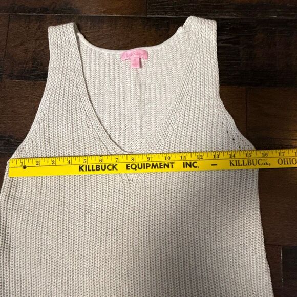 Lilly Pulitzer Jaya Sleeveless Pom Pom Fringe Cotton V Neck Knit sweater Top Siz - Picture 8 of 9